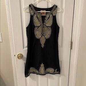 Free People Black and Gold Embellished Mini Dress